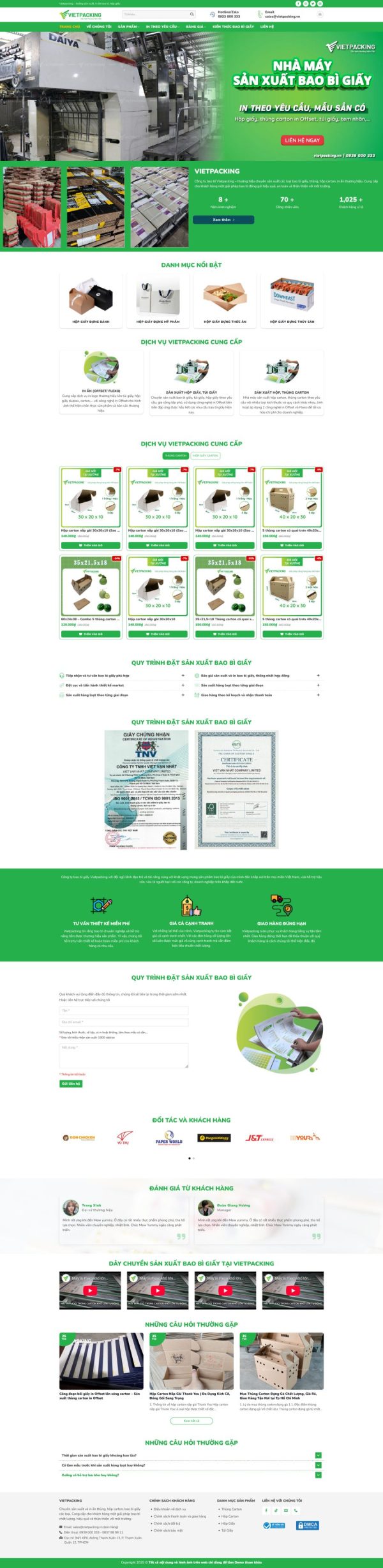 Theme WordPress công ty sản xuất hộp giấy và in bao bì