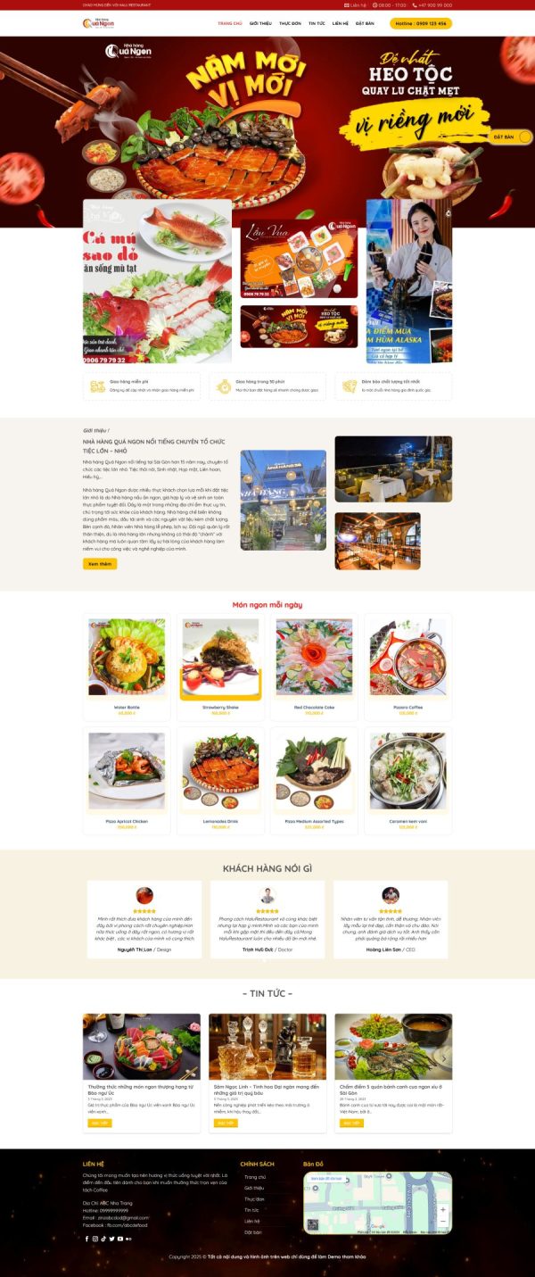Theme wordpress nhà hàng quán ăn 2025 chuẩn Xanh google