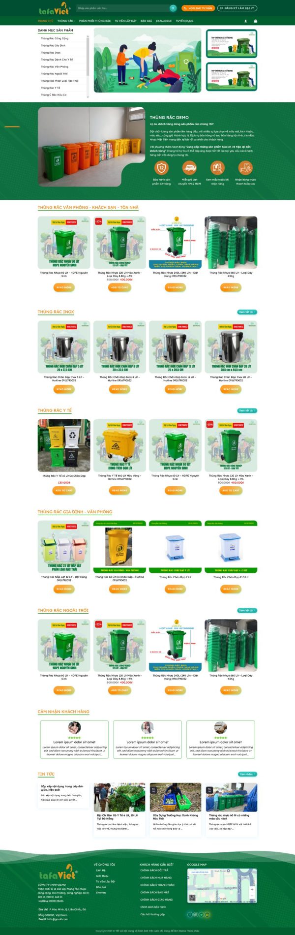 Theme wordpress bán thùng rác chuẩn đẹp