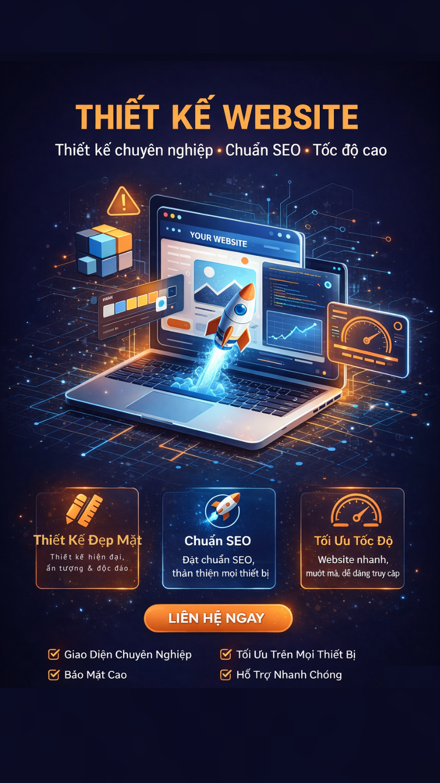 Vertical poster design 916 aspect ratio modern digital technology theme. Main topic Website Repair Upgrade Service. Visual concept Futuristic website interface being repaired Broken bug icons 1